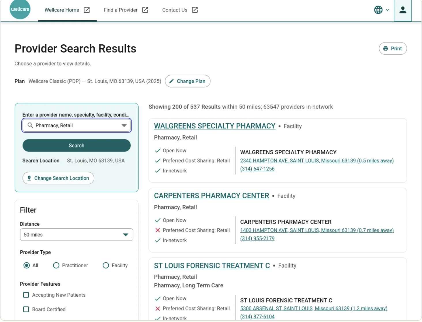 New Find a Provider results experience